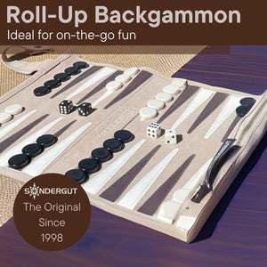 Cream | Sondergut Roll-Up Travel Backgammon Game