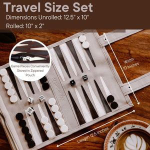 Cream | Sondergut Roll-Up Travel Backgammon Game