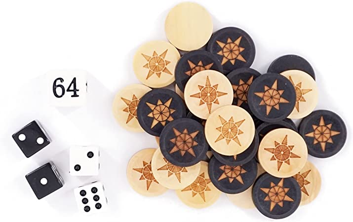 Premium Beechwood Replacement Stones | Regulation Size | For Regulation Backgammon Sets